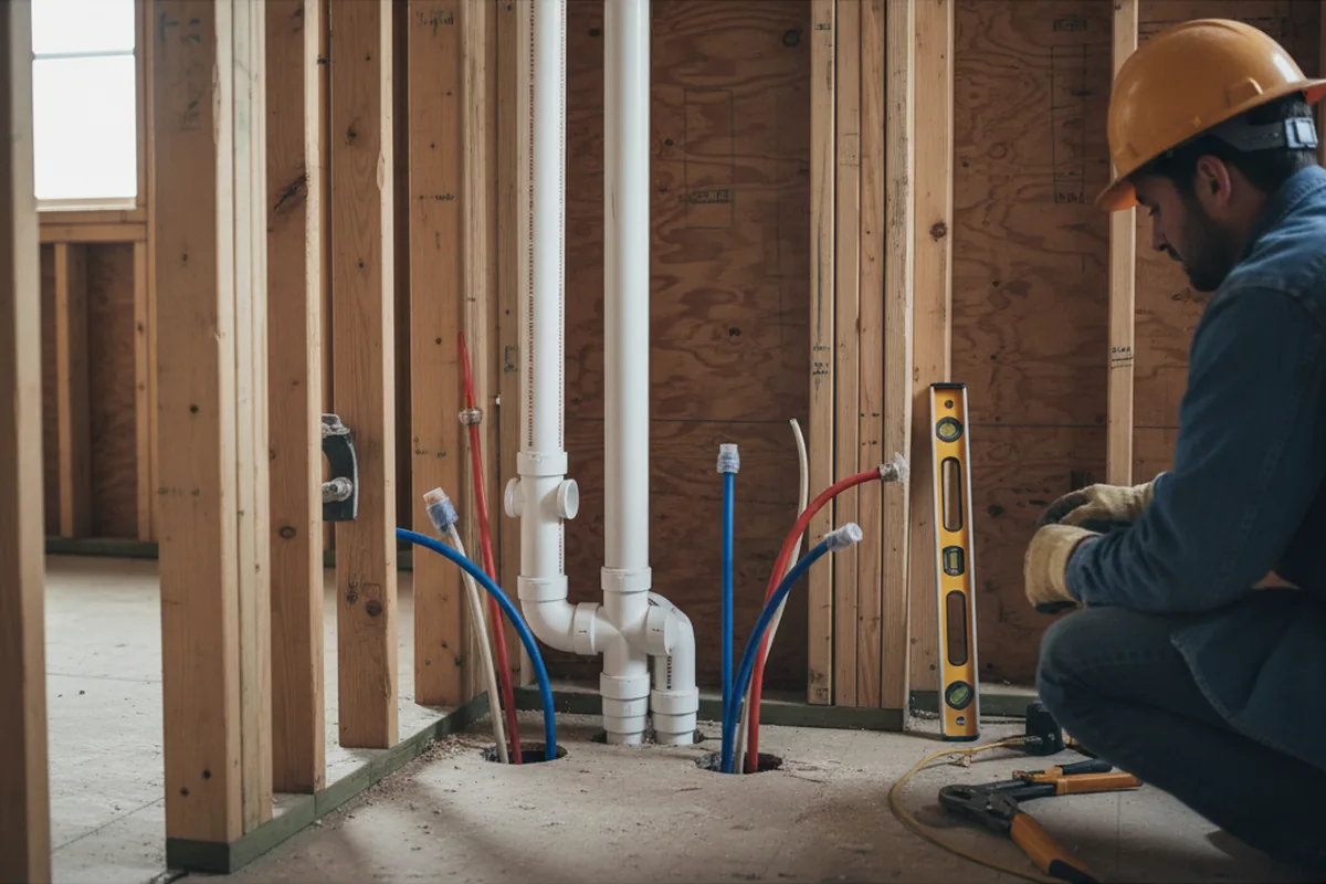Drain and supply rough-in during Sump Pump Repair in Boynton